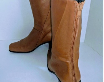 Italian Boot Back Zipper Boots Block Heel Low