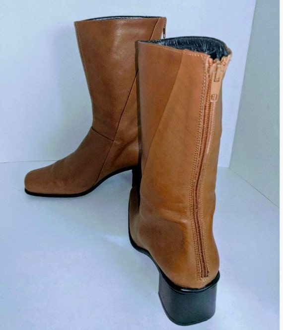 Italian Boot Back Zipper Boots Block Heel Low