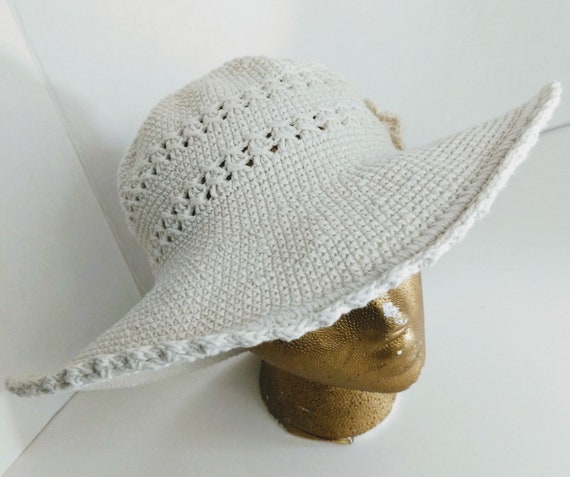Summer Bucket Hat Wide Brim Crocheted Vintage