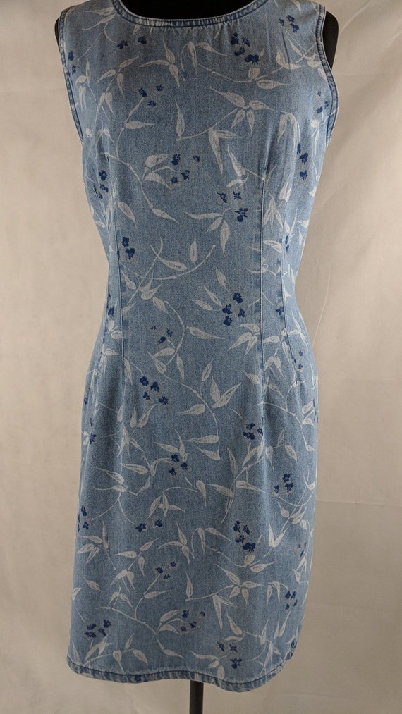 Denim Sheath Dress Floral