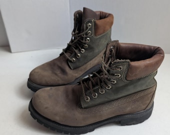 Timberland Men Size 8M Brown & Green Ankle Lace-up