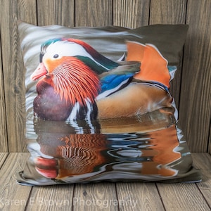 Mandarin Duck Pillow, Decorative Duck Pillow, Duck Throw Pillow, Bird Pillow, Duck Home Furnishings, Rustic Pillow, Cabin Decor, Duck Gift