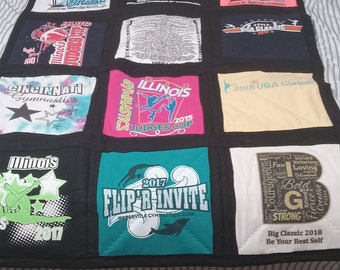 Handmade T-Shirt Quilt: Custom Memory Quilt, Throw to King Size