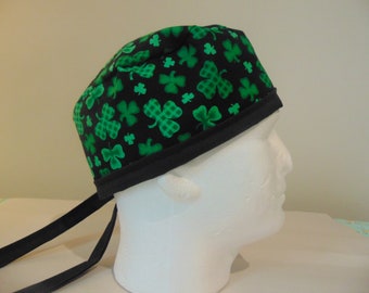 St Patrick's Day Clover Skull style scrub hat