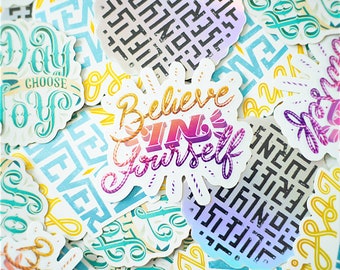 Pack Stickers - 4 Stickers / Bundle / Illustration / Lettering / Typography