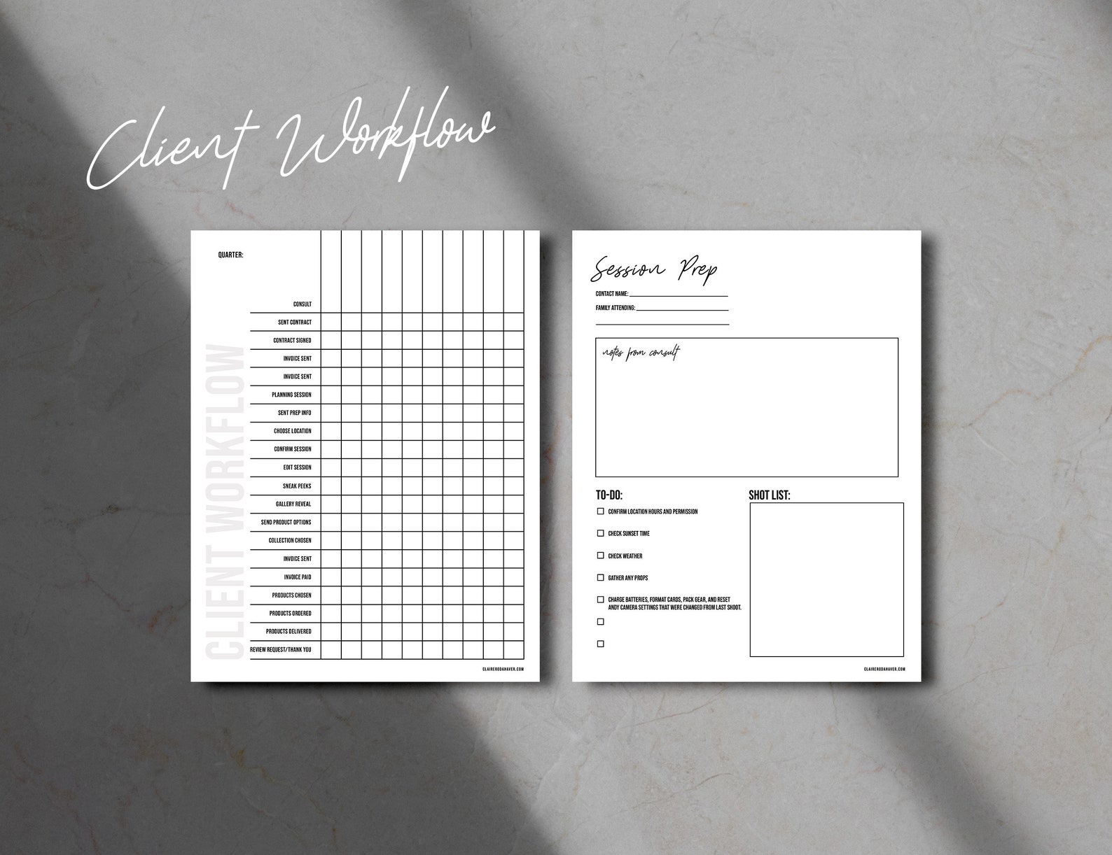 Client Workflow Printable for Photographers - Etsy