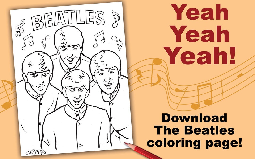 BEATLES Coloring Page Digital Download, Hand-drawn Coloring Sheet ...