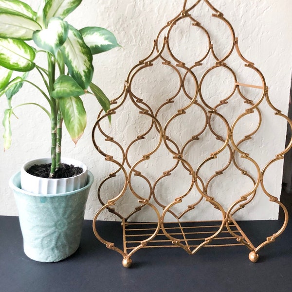 Beautiful vintage gold metal wine rack