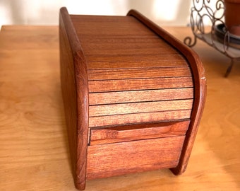 Vintage Kalmar Teak roll top storage box