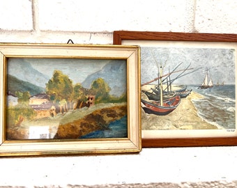 vintage set of 2 framed art