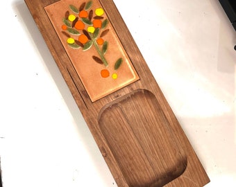 Vintage wood and copper cheese board