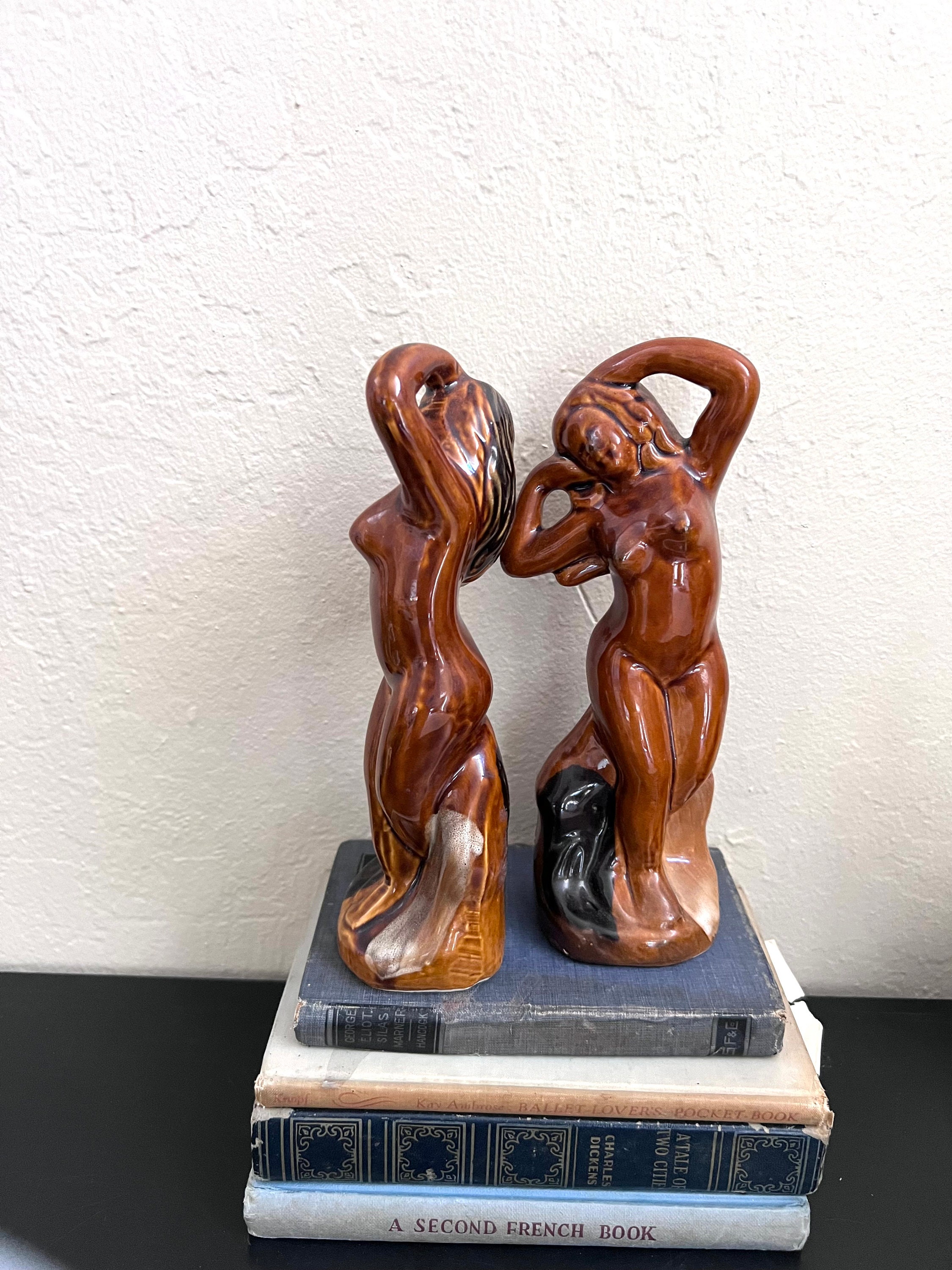 Vintage Ceramic Lady Statue Set of 2 Nude Etsy
