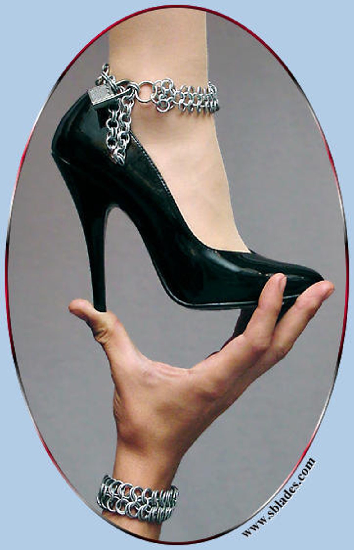 Locking BDSM Chainmaille Anklet, Chainmail Lockable Ankle Bracelet Costume Jewelry. Chain Maille