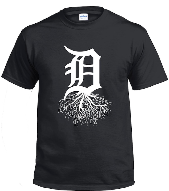 DETROIT ROOTS Old English D With Tree Roots Shirt - Etsy