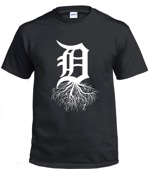 DETROIT ROOTS Old English D With Tree Roots Shirt - Etsy