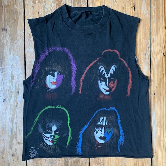 Buy 90s Vintage KISS Cut off Sleeveless Kiss Army Heavy Metal T 