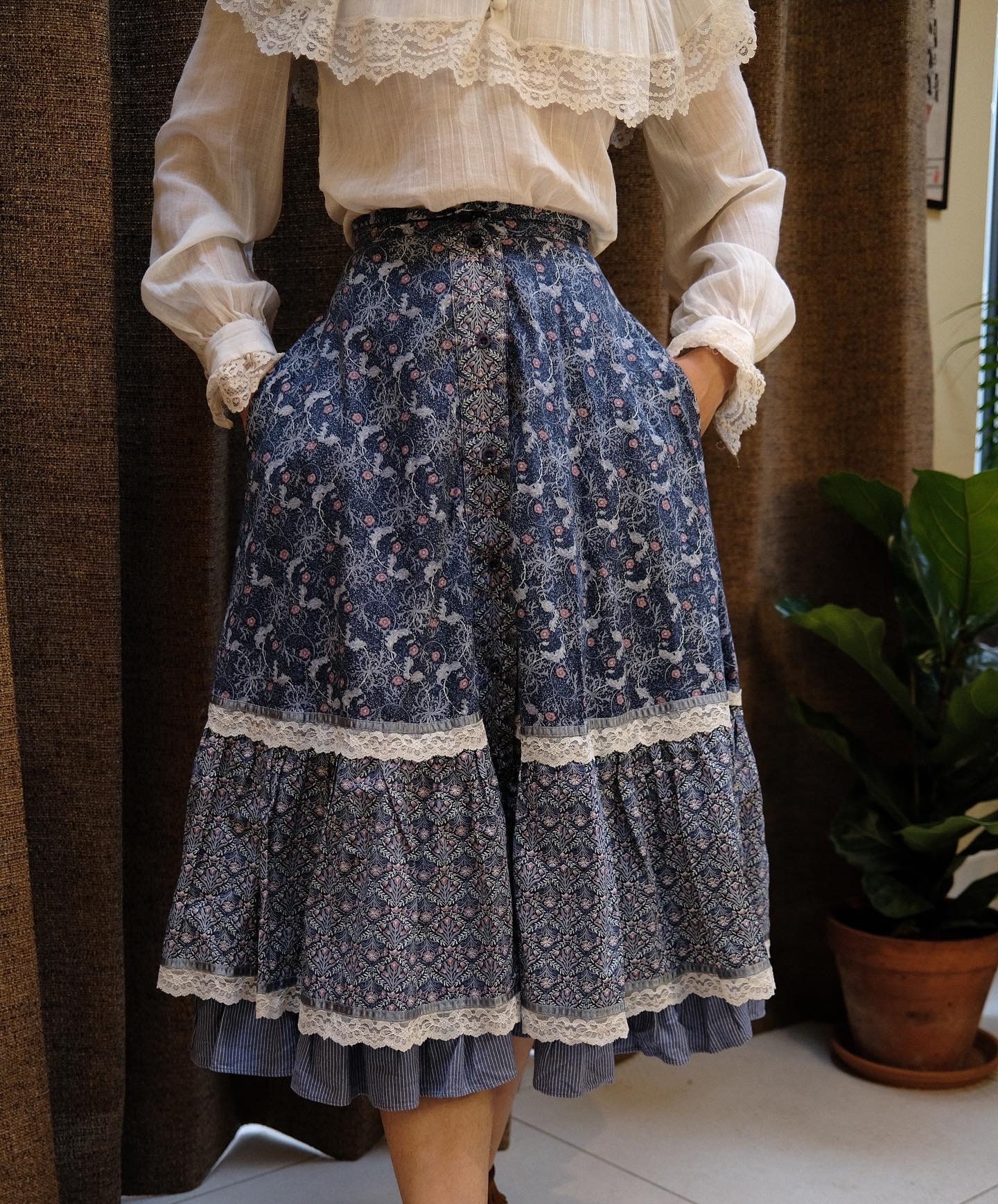 70's Vintage Gunne Sax Jessica's Gunnies Red Green Yellow Plaid Calico Prairie Maxi Skirt 11