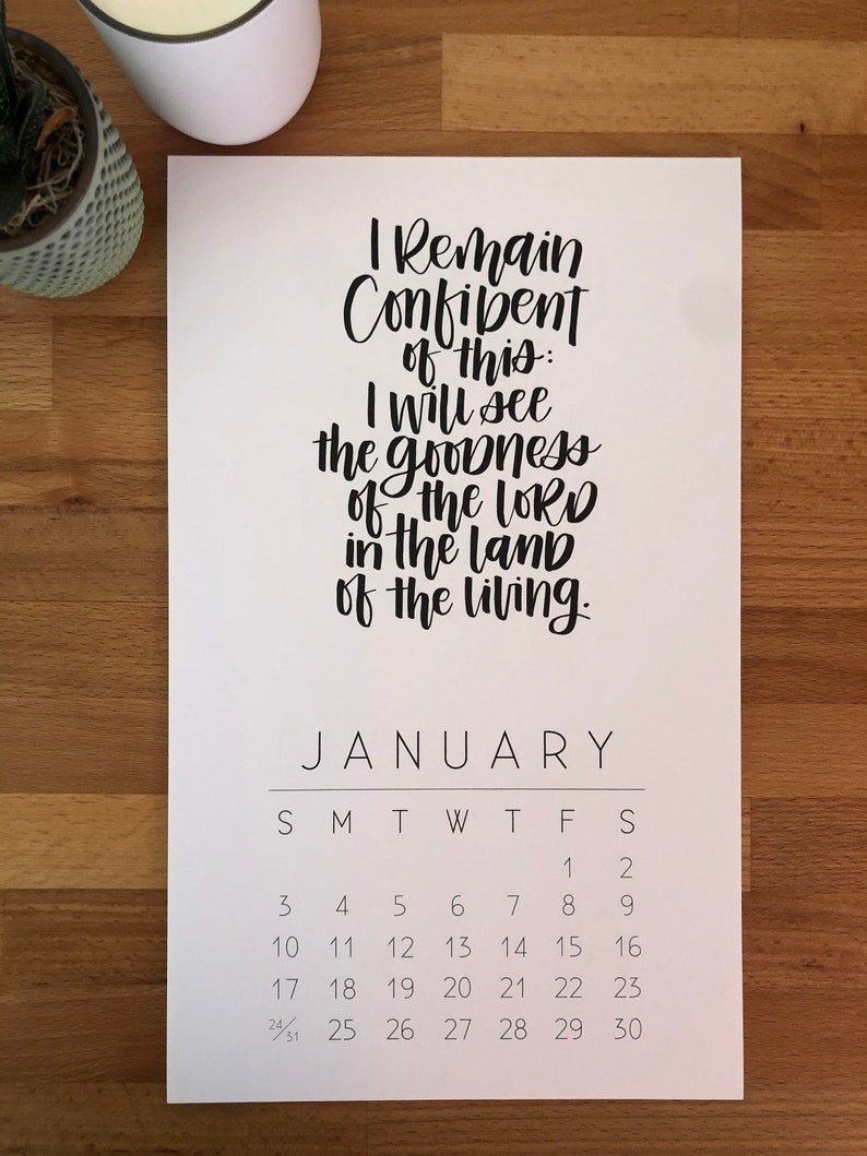 2023 Black White Hand Lettered Verse Calendar Etsy