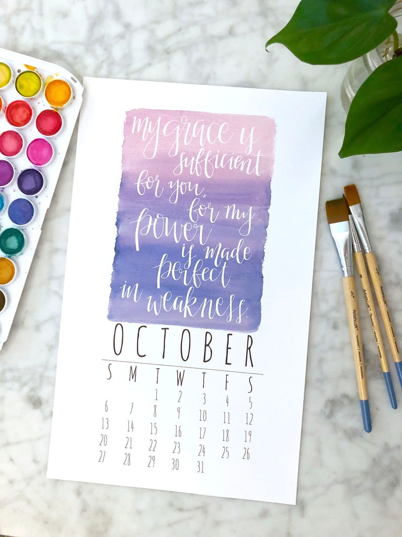 2023 Hand Lettered Bible Verse Watercolor Calendar 2 - Etsy