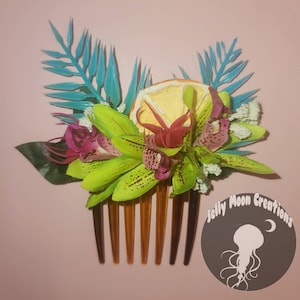 Decorative Handmade Triple Orchid Tropical Flower Hair Comb