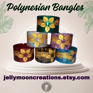 Colorful Polynesian Floral Tribal Bangles