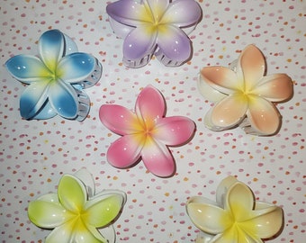 Colorful Plumeria Flower Hair Claw Clip