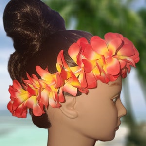 Hawaiian Haku Silk Plumeria Elastic Flower Crown