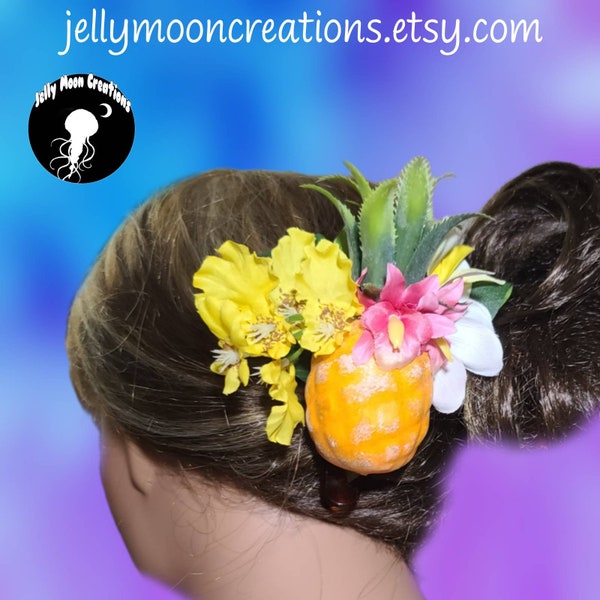 Pineapple Paradise Tropical Flower Hair Clip