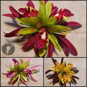 Triple Orchid Tropical Flower Hair Clip