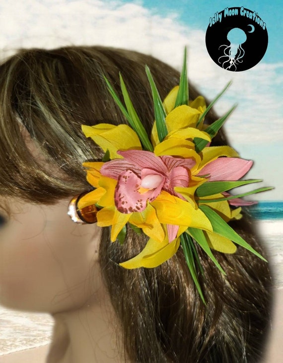Orchid Tropical Flower Hair Clips Etsy Ireland