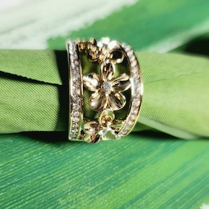 Polynesian/Hawaiian Plumeria 14K Gold Plated Ring