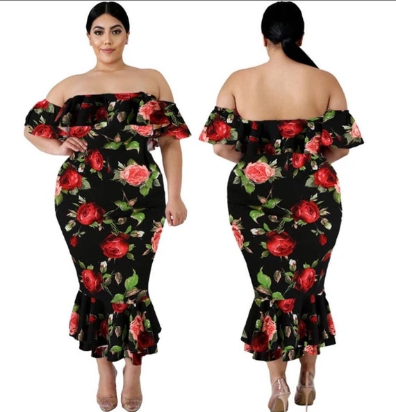 chinese dress ladies Plus Size Sequin Leaf Mermaid Tulle Evening Dress main image 1