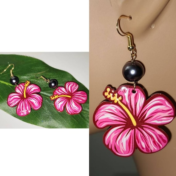 Polynesian Hibiscus Earrings