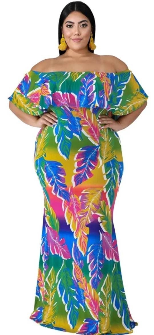 Plus Size Rainbow Island Tropical Maxi Dress Etsy Canada