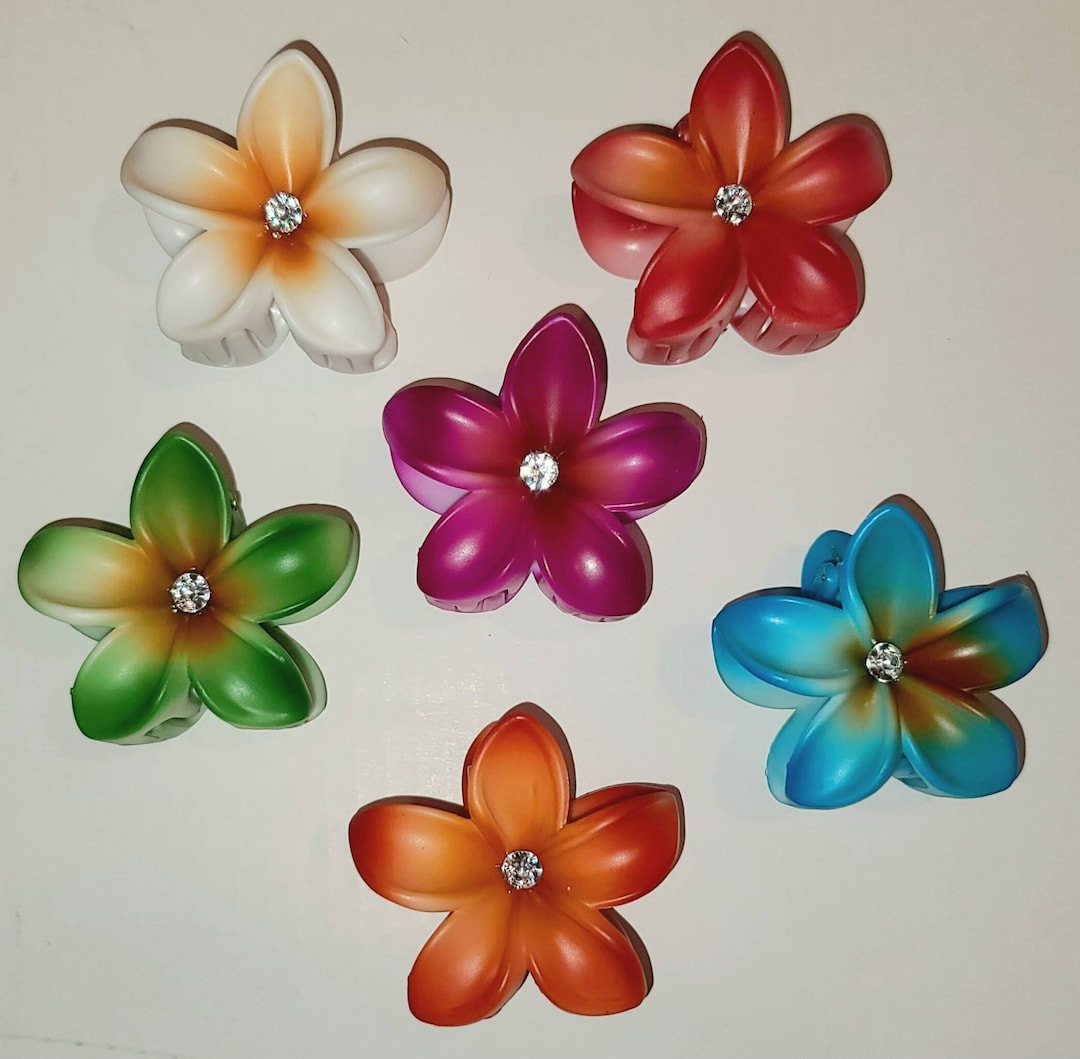 Colorful Matte Plumeria Flower Hair Claw Clip Etsy