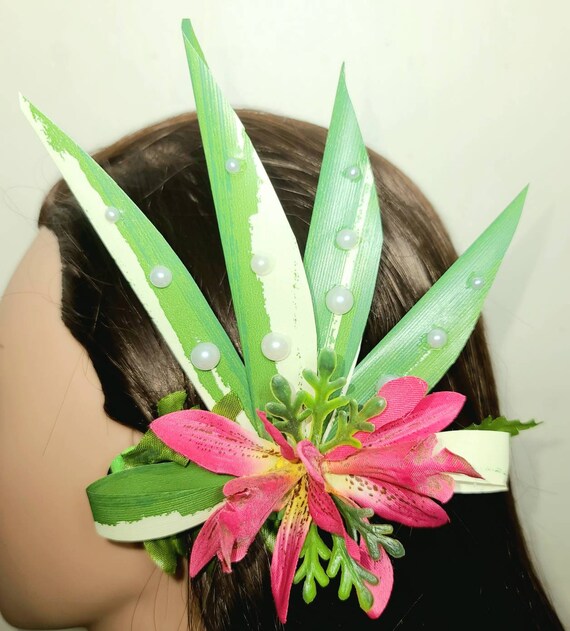 Tropical Pink + Green Orchid Blossom Hair Clip Amazon.com : Qojai Orchid Hair Clip - 3 Pcs Floral Hair  main image 2