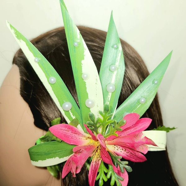 Handmade Tropical Orchid Flower Hair Clip