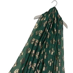 Cachecol grande com estampa de flor de cardo escocês em ouro rosa em 4 cores