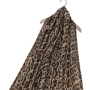 Stunning Metallic Leopard Animal Print Frayed  Large Warm Scarf Wrap