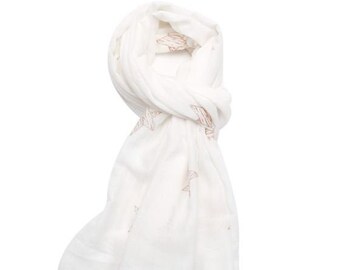 Rose Gold Sparkling Glitter Foil Print Star Large Scarf Wrap ideal Gift