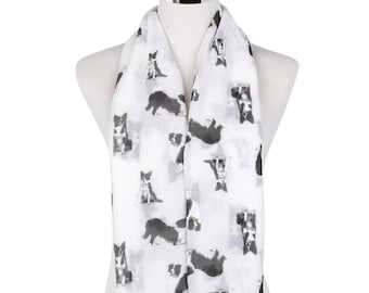 Border Collie Sheep Dog Large Wrap Scarf in  8  colours Cotton Blend