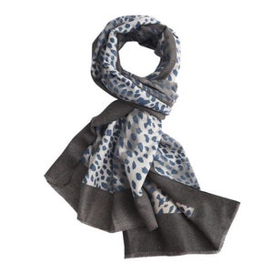 Leopard Animal Print  with Beige Border Pashmina Wrap Thick warm Plush Fabric NEW DESIGN