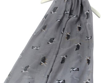 Border Collie Sheep Dog Large Wrap Scarf  Cotton Blend