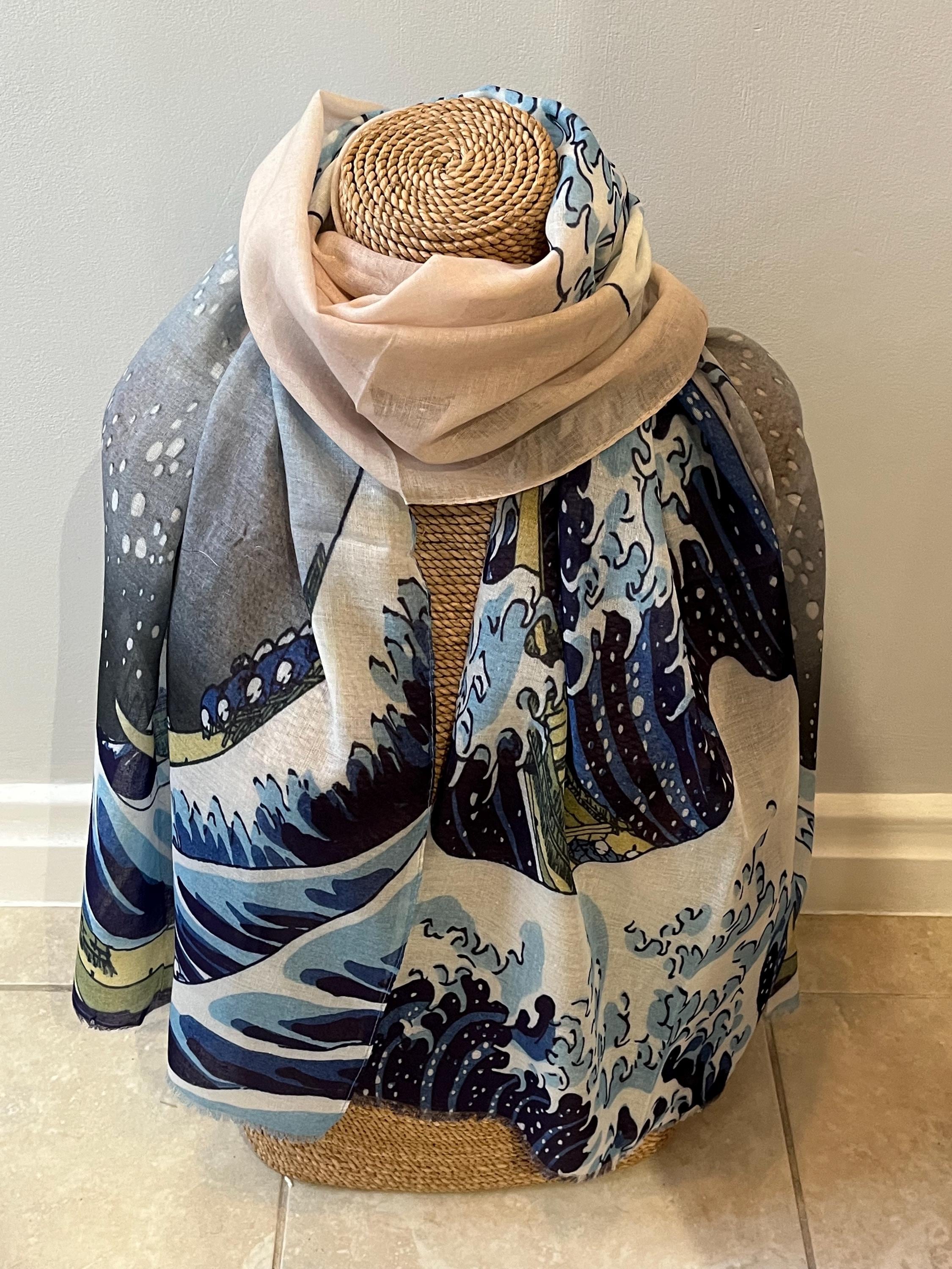 Hokusai Great Wave Scarf, Japanese Art Polycotton Wrap - Etsy