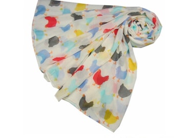 Cute Hen Chicken Print Scarf great gift for Hen lovers
