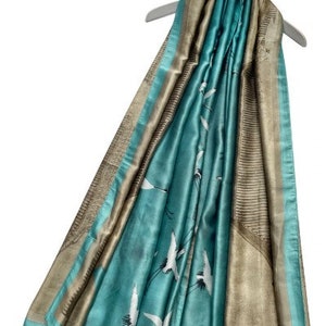 Stunning Opulent Japanese Crane - Cranes - Birds  in Flight  Print Silk blend large Scarf Wrap