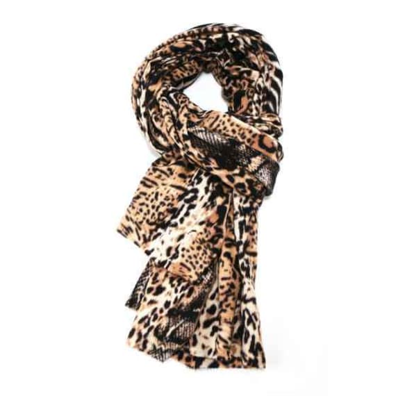 Animal Print Large Pashmina Wrap Thick Acrylic Soft Warm Plush
