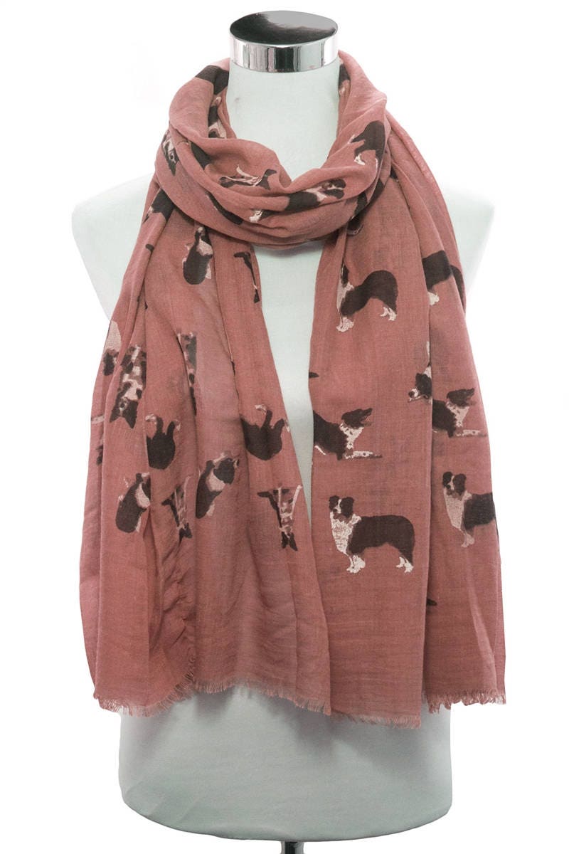 Border Collie Sheep Dog Large Wrap Scarf in 8 colours Cotton | Etsy