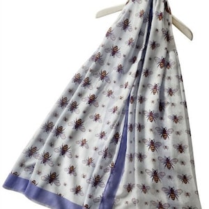 Bee Print Cotton Blend Lightweight Large Scarf Wrap