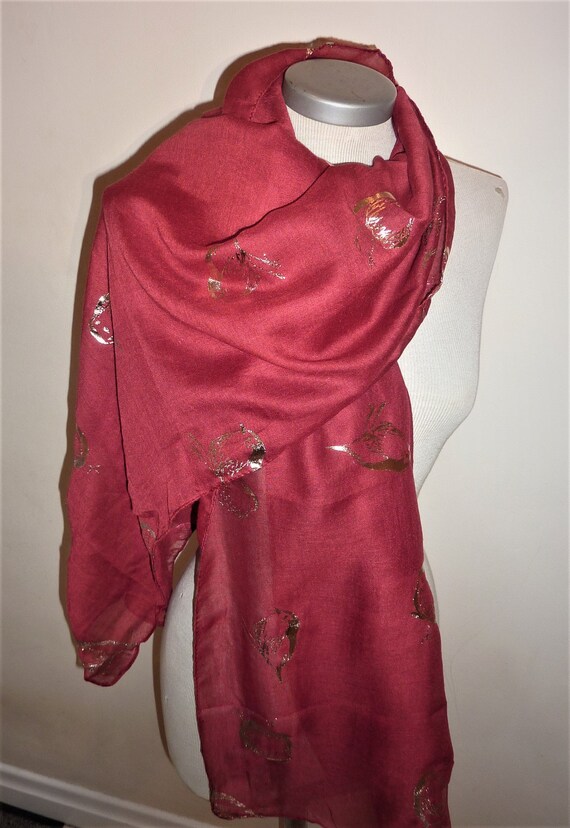 Sciarpa Natalizia Con Pettirosso | Stampa Uccello Rosso | Sciarpa Lunga Donna | Regalo Invernale
